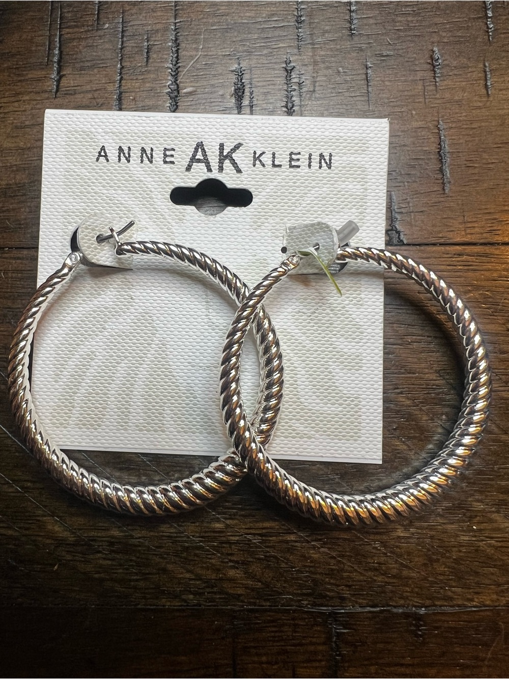 Anne Klein Twisted Silver-Tone Hoop Earrings